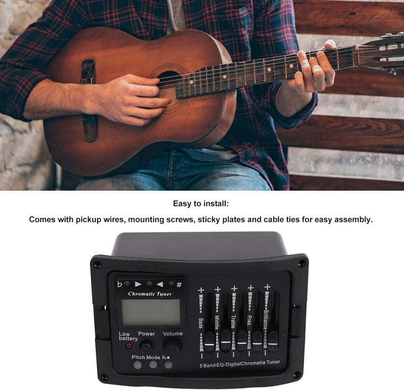 Wal front Guitar Preamp EQ Equalizer 5 Band 5 Professional Acoustic Guitar Preamplifier Equalizer with Tuner - Image 3